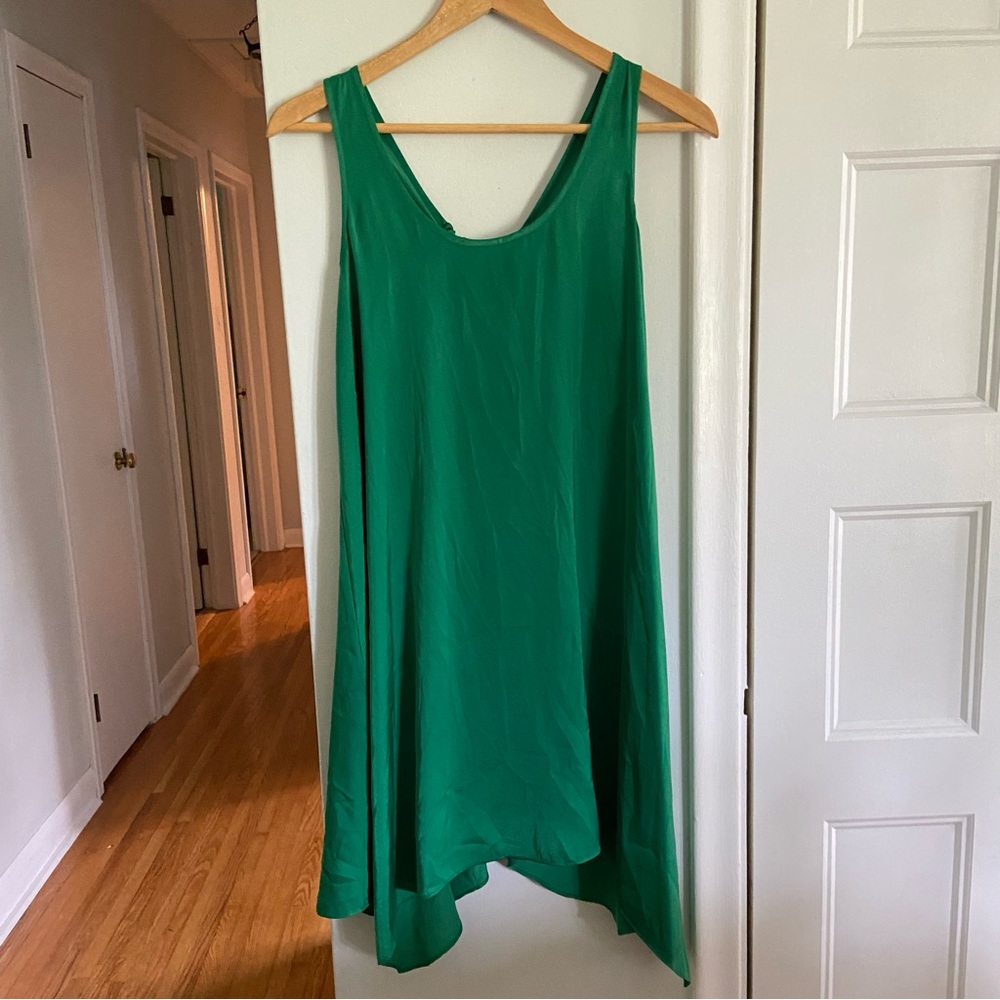 BCBG Malachite green satin shift dress